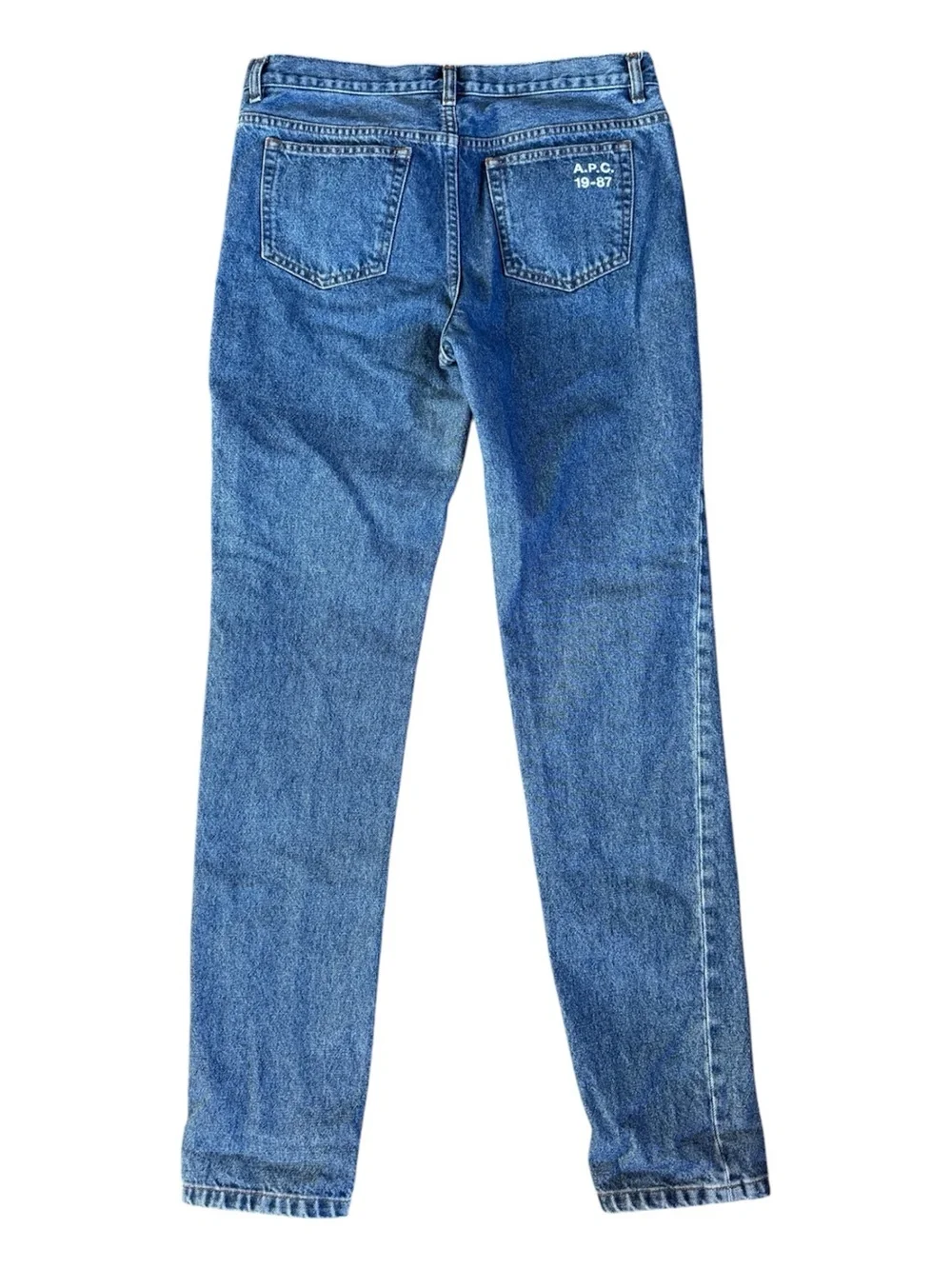 A.P.C. Men’s Medium Wash “Jean Cure” Denim Jeans Size 30 X 33 Printed Pocket EUC